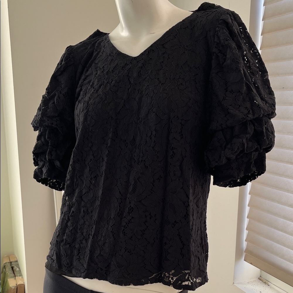 Vince Camuto Black Lace Blouse